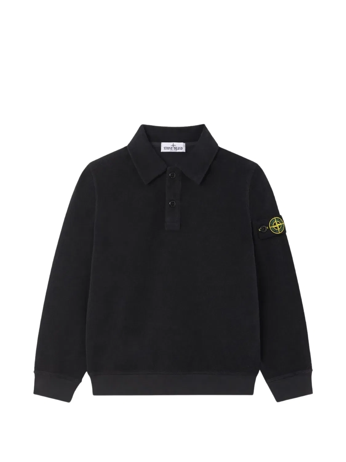 Махровая рубашка поло с нашивкой Compass Stone Island Junior, черный
