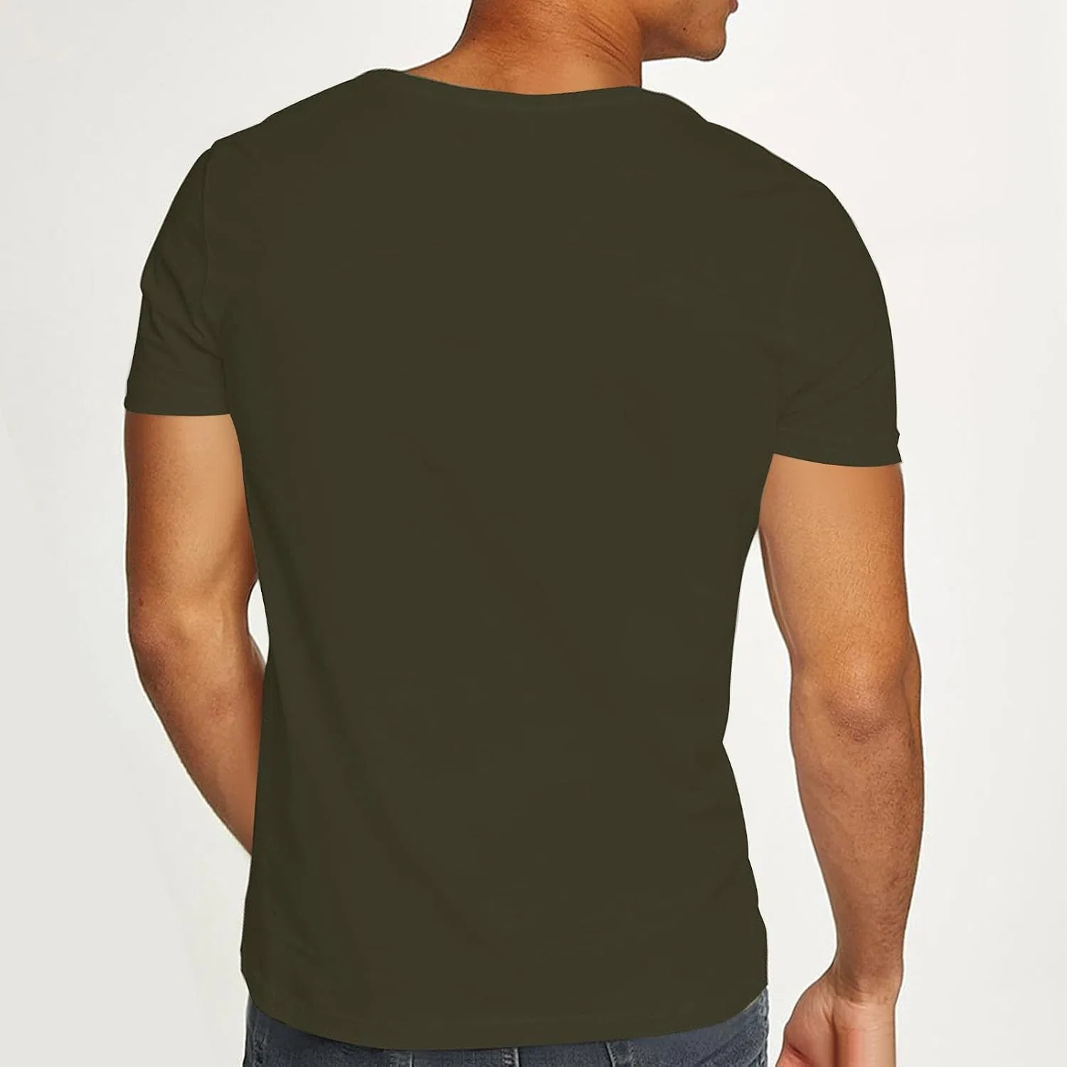 Мужская футболка с V-образным вырезом Cotton, Army Green — фото 4