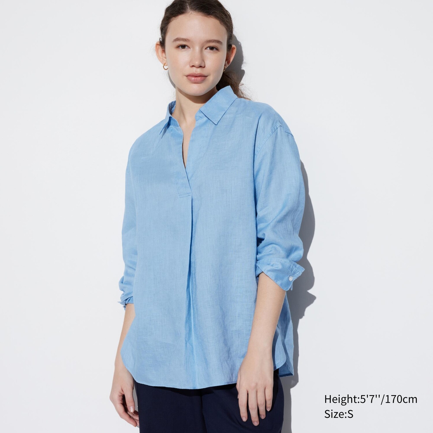 

Рубашка UNIQLO льняная премиум-класса, синий