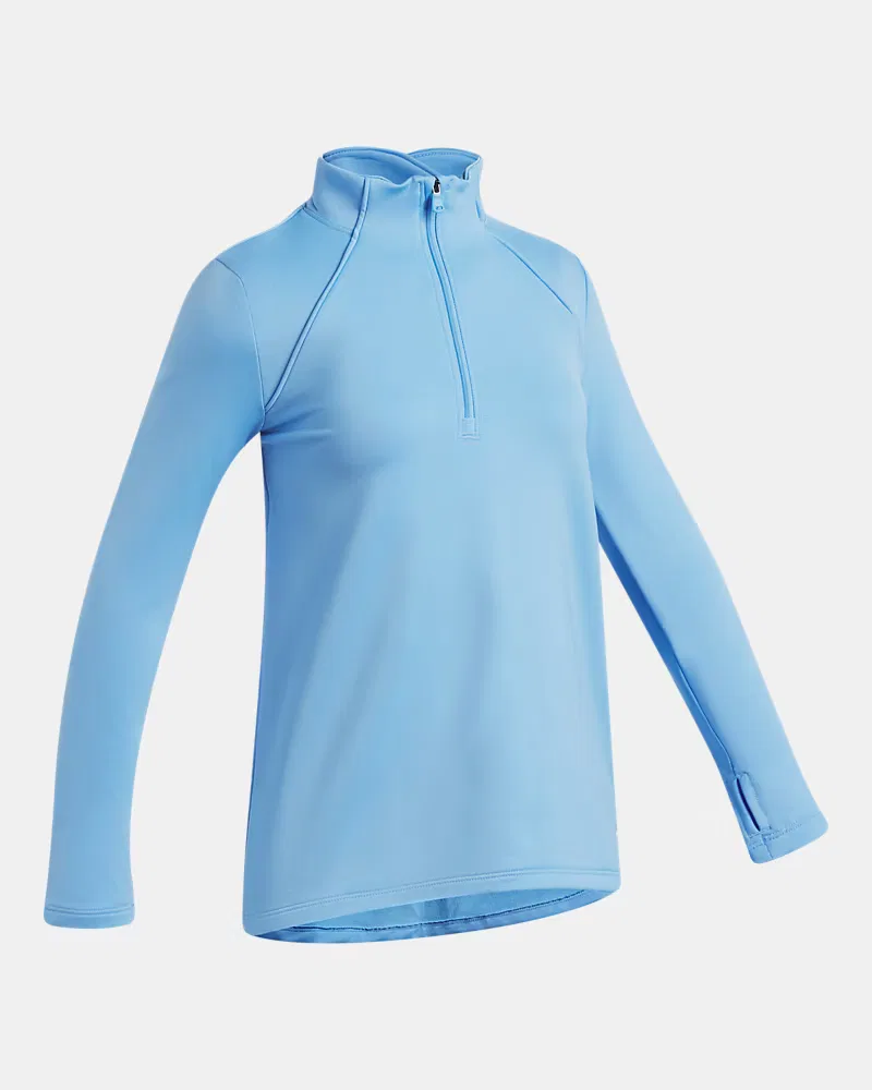 Лонгслив утепленный с половинной молнией UA Cold Weather ½ Zip UnderArmour, Horizon Blue/White — фото 3