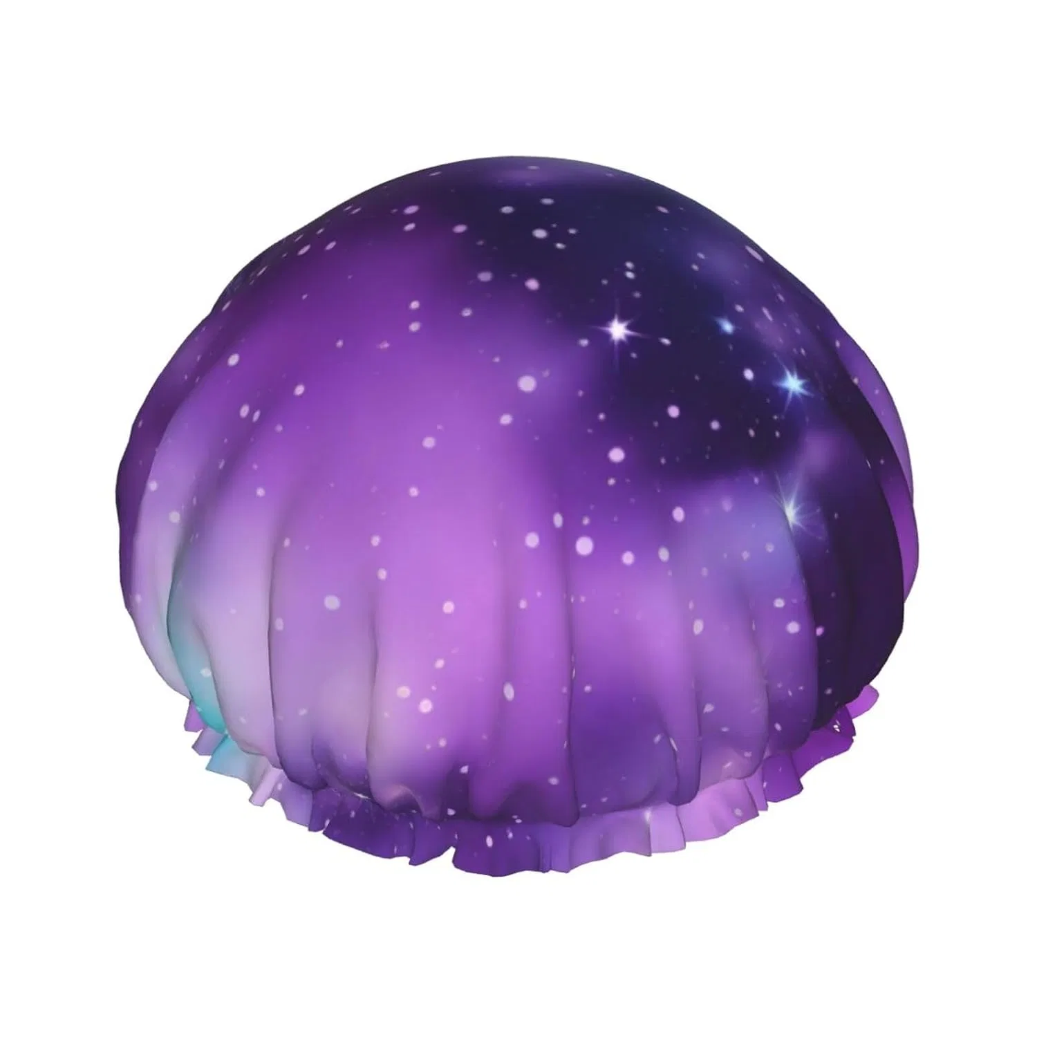 Шапочка для душа двойная водонепроницаемая Berbo, 11.51x10.59x4.6 см, 68 г, Galaxy Sky Purple