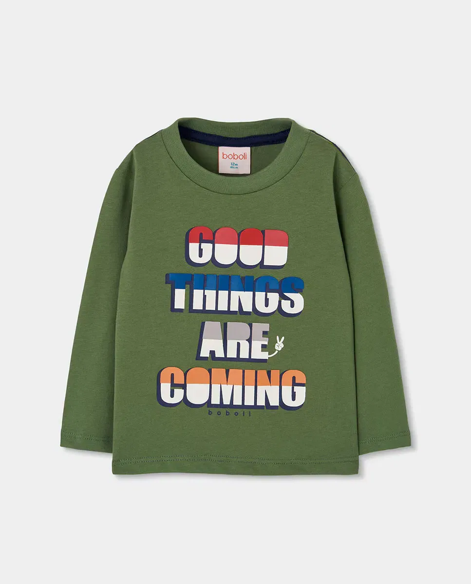 Детская футболка для мальчиков с длинным рукавом с принтом Good Things Are Coming Boboli, Multicolor