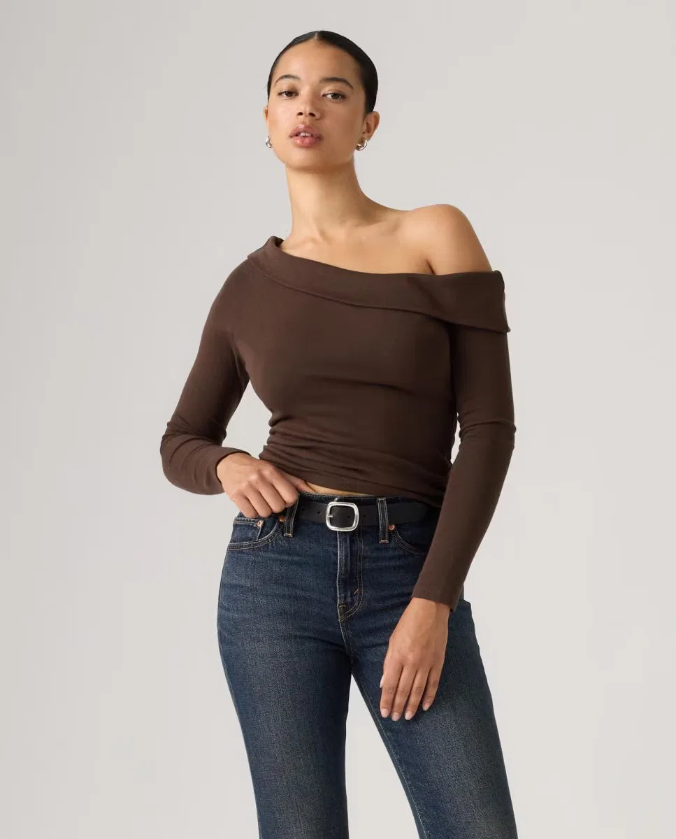 Женская футболка с длинным рукавом, Escote Asimétrico, Levi's, темно-коричневый