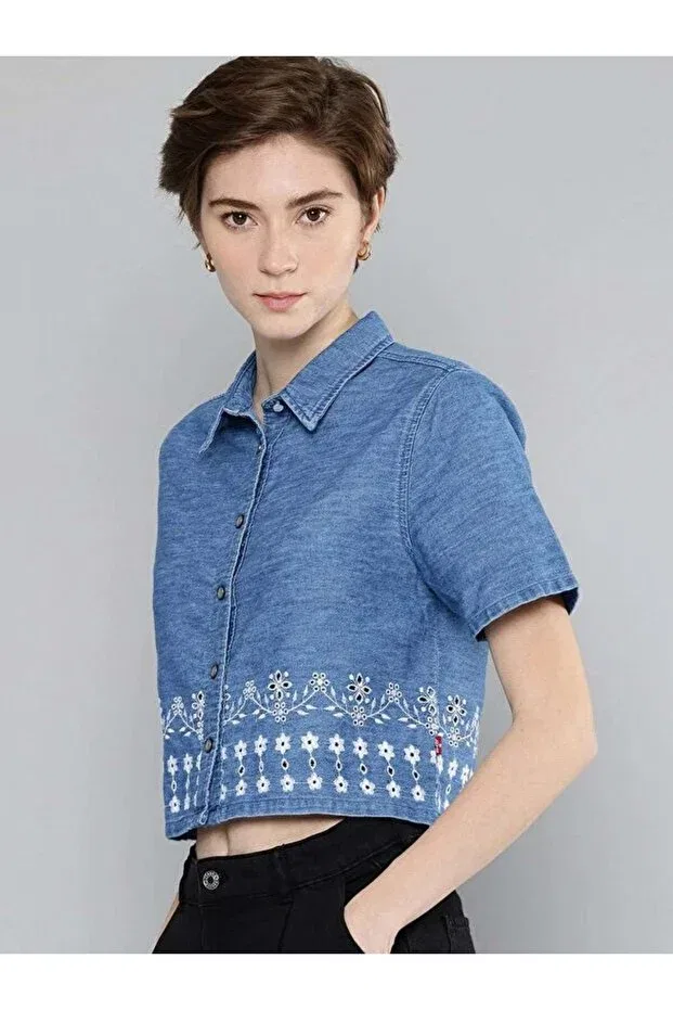 Женская рубашка с коротким рукавом Levi'S, Light Indigo - Flat Finish