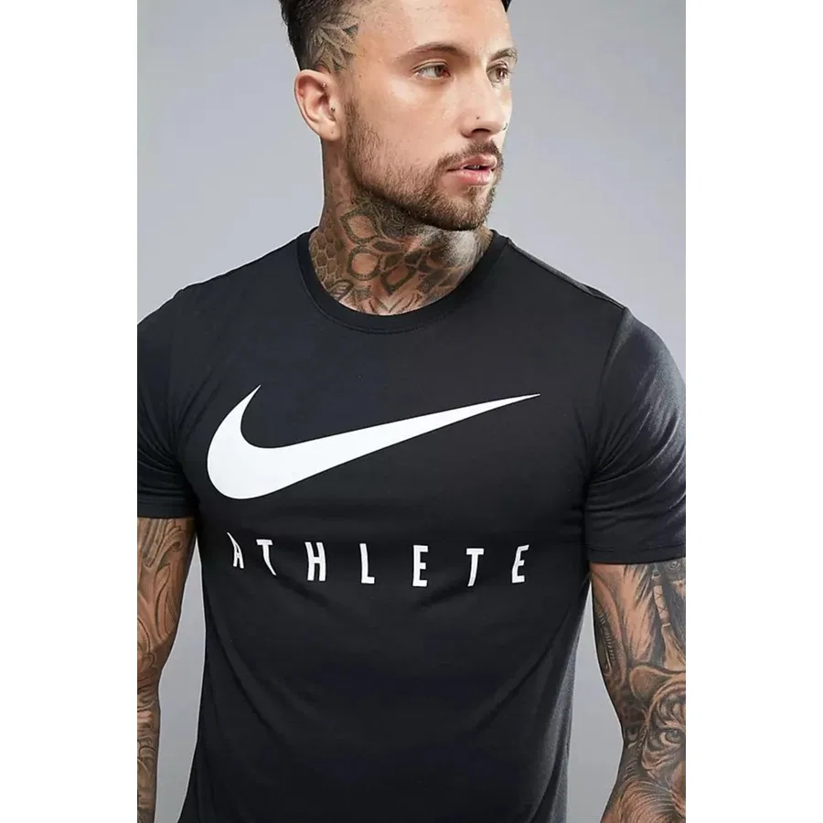 Футболка спортивная с принтом Dri-Fit Training Swoosh Nike, Черный — фото 2