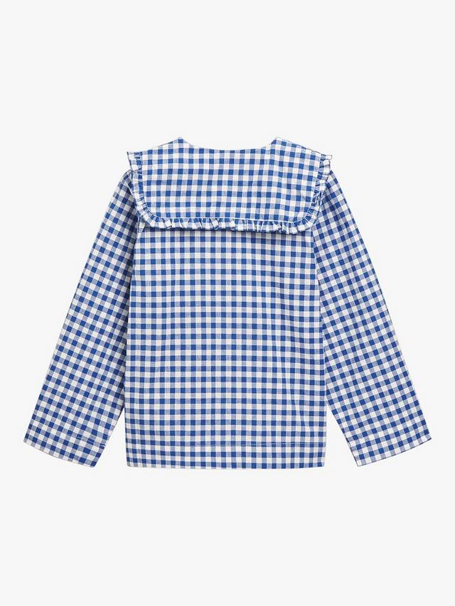 Детский пижамный комплект из хлопка с воротником в клетку Whistles, Blue — фото 2