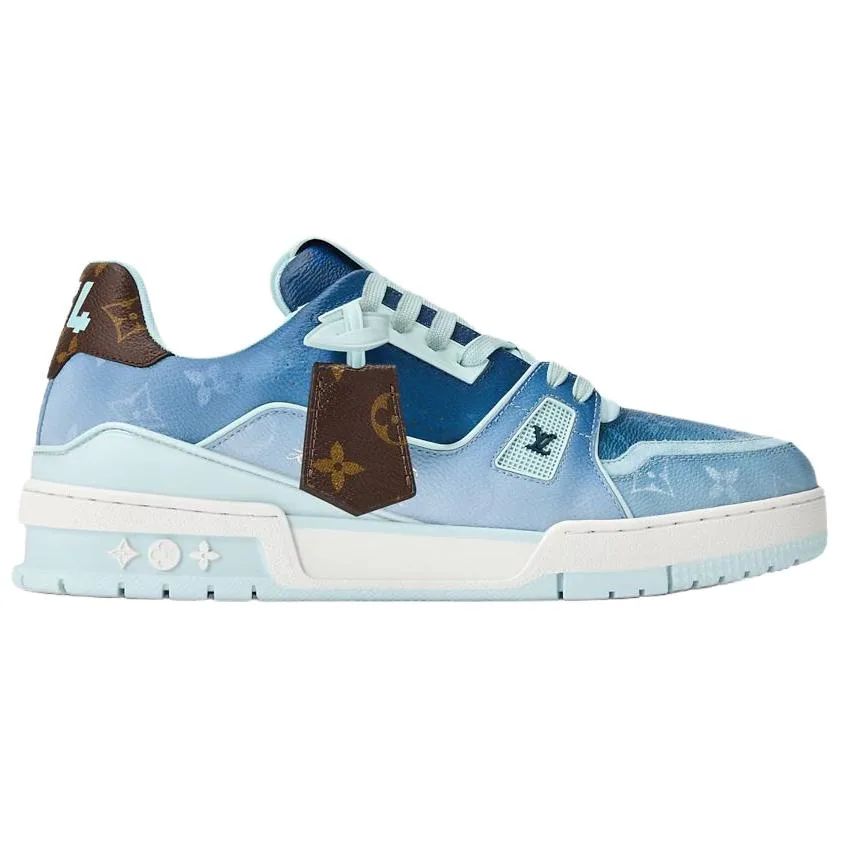 LOUIS VUITTON Кроссовки Skateboard Low Top из коровьей кожи Trainer, мужские, Blue — фото 3