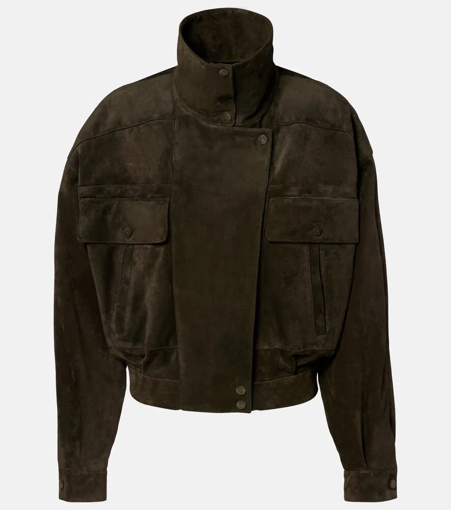 Замшевая куртка Saint Laurent, зеленый