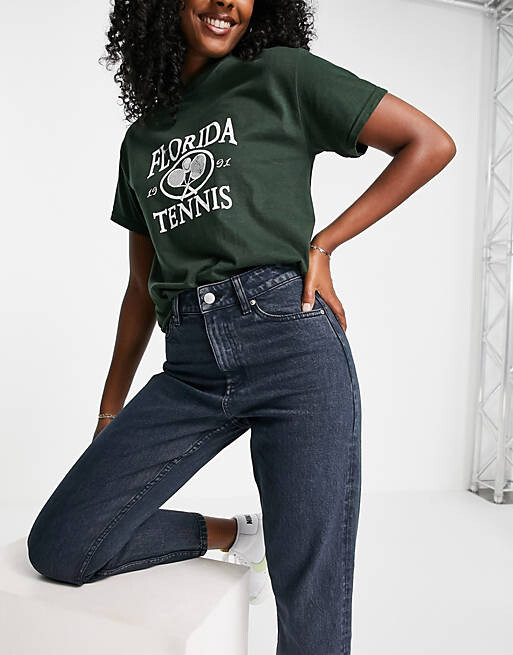 

Сине-черные джинсы с завышенной талией Miss Selfridge Mom