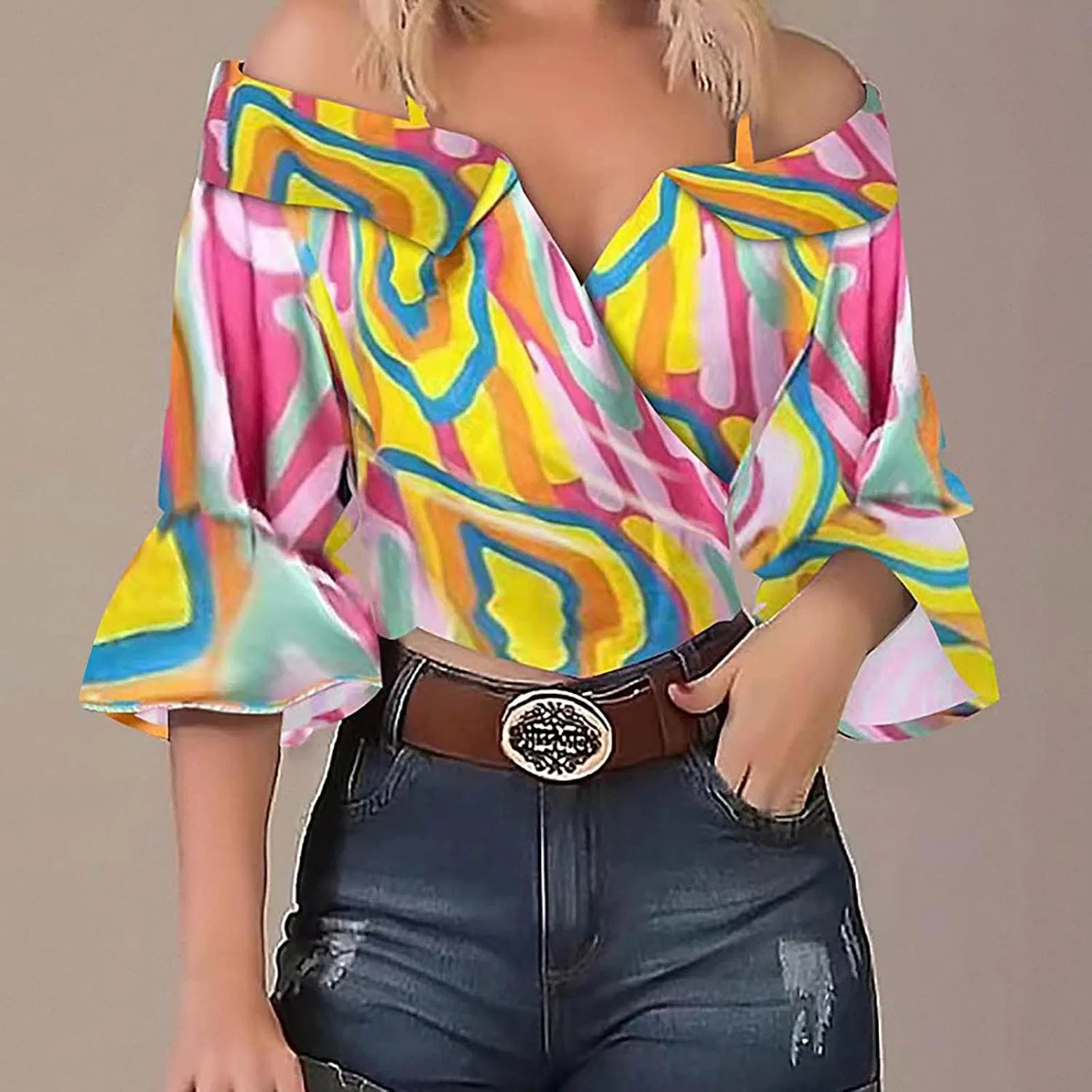 Блуза с одним плечом Ladies Birthday Blouse, желтый — фото 2