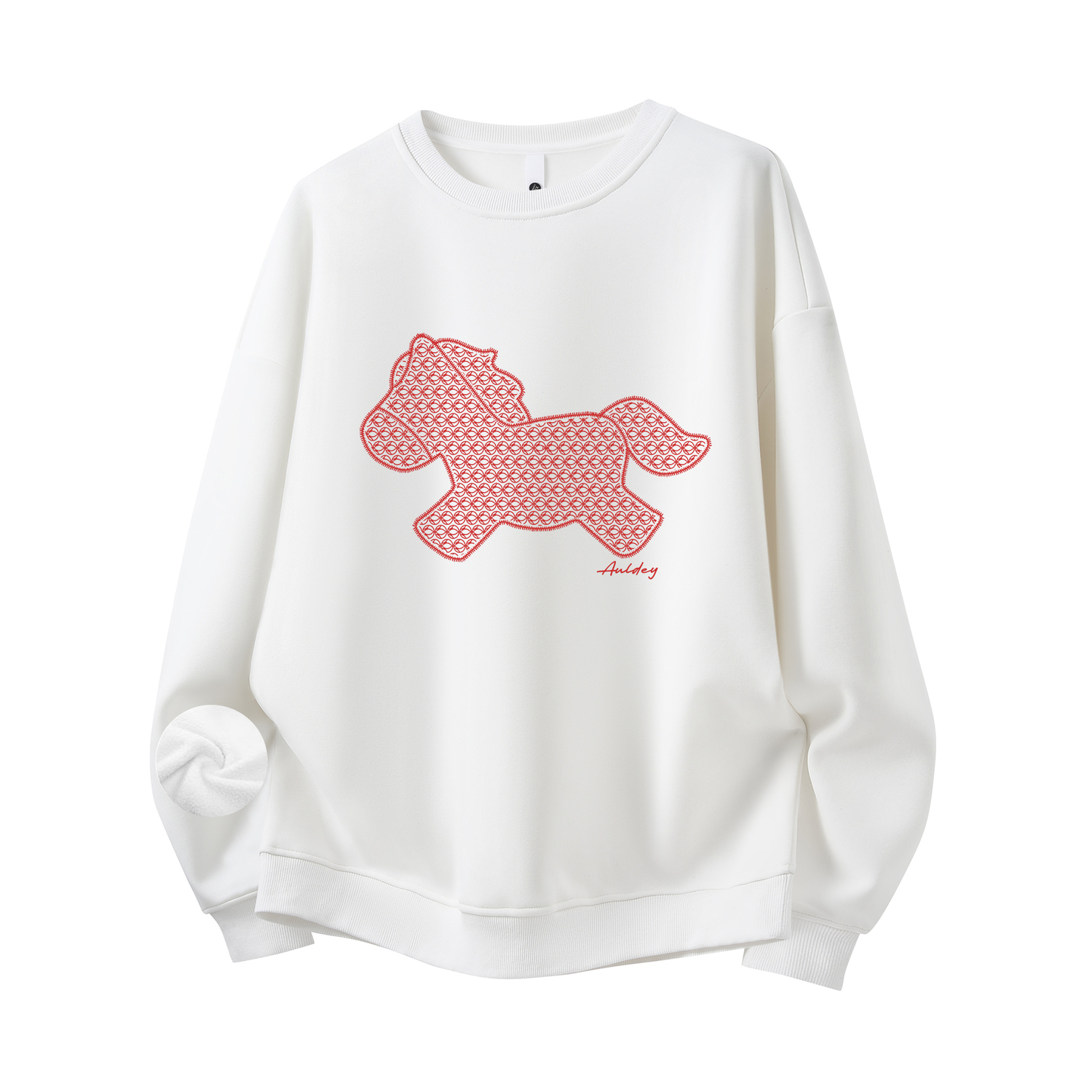 

Свитшот Unisex Crew Neck Thickened Heavyweight AULDEY, белый[spring festival pony upgraded fleece-lined]