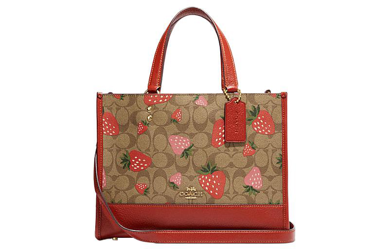 

Демпси Сумка Через Плечо из Коровьей Кожи, Кроссбоди, Женская Средняя Сумка Красный и Коричневый Монограмм COACH