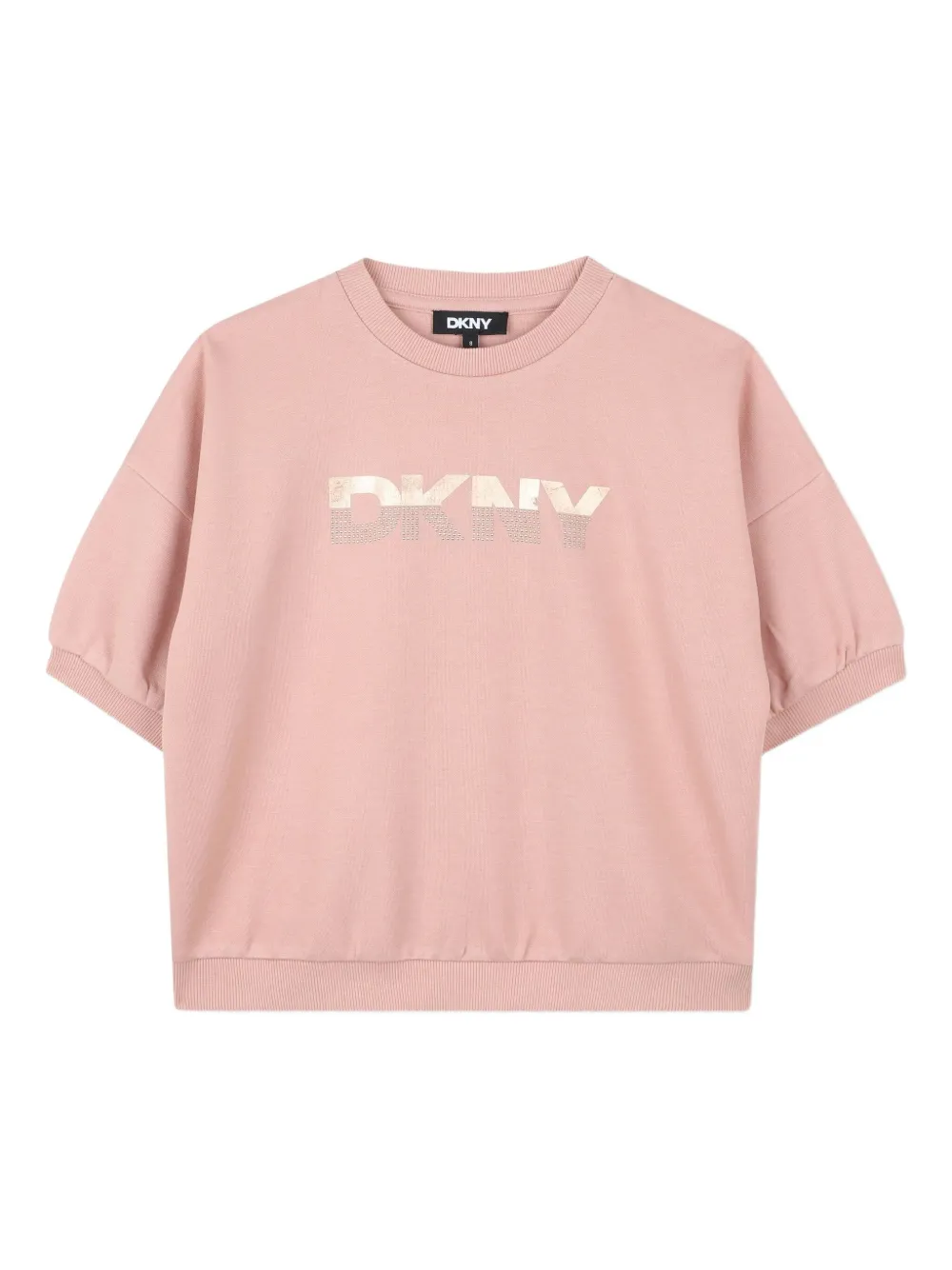 

Футболка с объемными рукавами и логотипом Dkny Kids, розовый