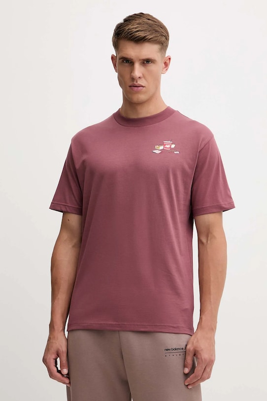 

Хлопковая футболка New Balance, розовый
