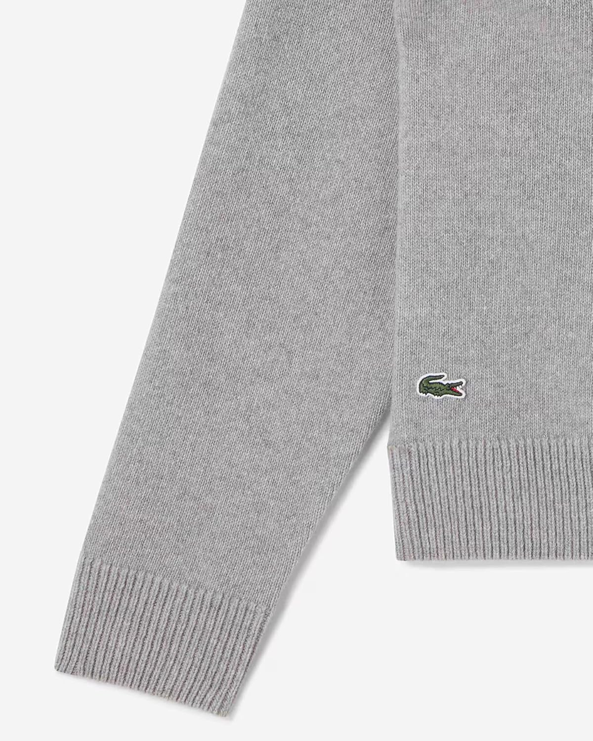 Свитер Lacoste x Bandier женский, с крокодилом, серый/бордовый — фото 2