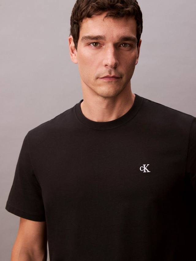 Хлопковая футболка Regular Fit с коротким рукавом и логотипом Monogram Calvin Klein, Black — фото 3