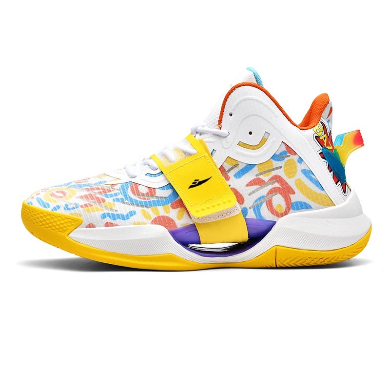 

Kuding Амортизирующие нескользящие баскетбольные кроссовки мид-топ унисекс бело-желтые, цвет White Yellow