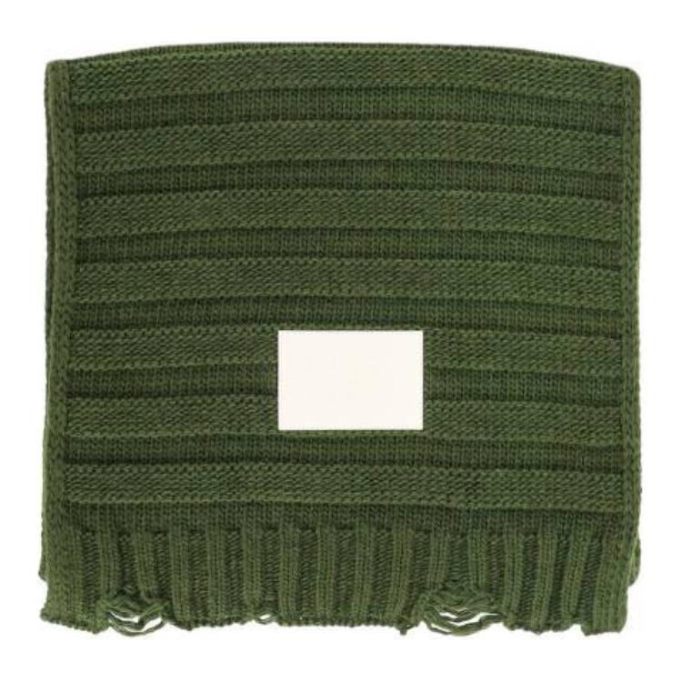 

MM6 Maison Margiela Потёртый вязаный шарф с логотипом, Green