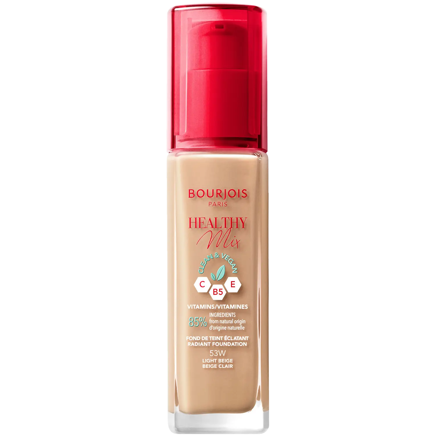 

Веганская осветляющая основа 53 светло-бежевый Bourjois Healthy Mix Clean, 30 мл