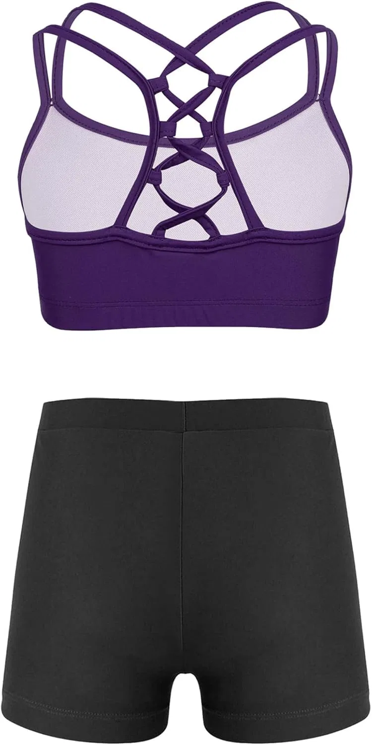 Детский спортивный комплект из топа и шорт Moggemol, Violet — фото 2