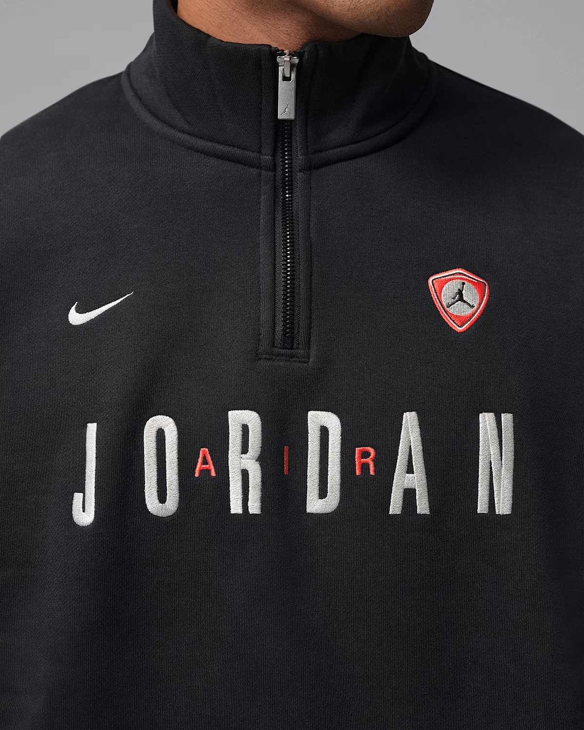 Мужская флисовая кофта с принтом и четвертной молнией Jordan Flight, Black/Sail — фото 4