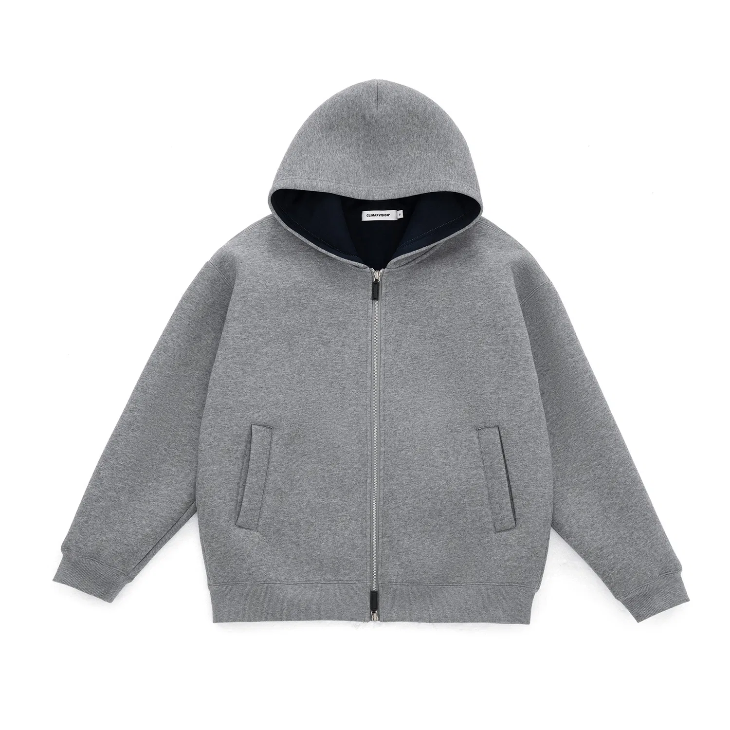 Детский свитшот с принтом CLIMAX VISION, Heather Gray & Royal Blue