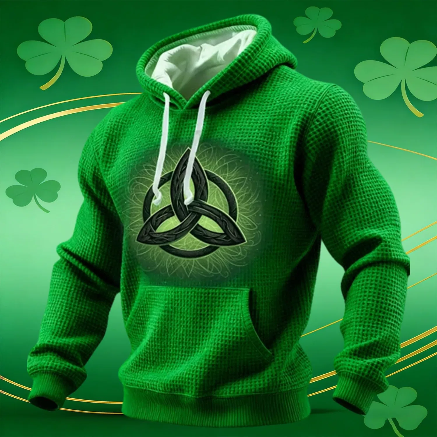 Мужской худи с принтом Honeycomb Hoodie, Green, G — фото 2