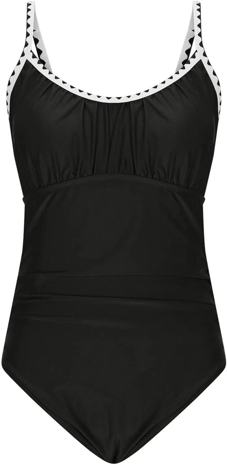 Женский цельный купальник с утяжкой живота, Black — фото 4