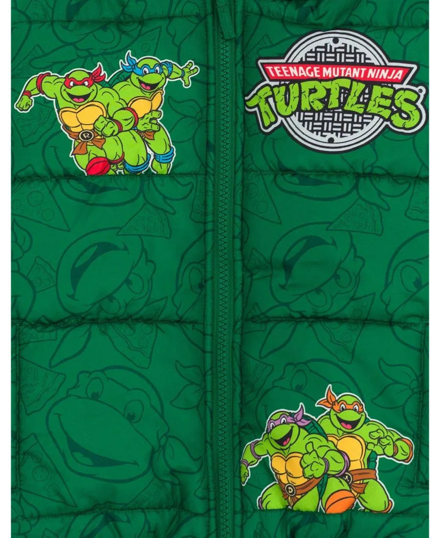 Детский пуховик с капюшоном Teenage Mutant Ninja Turtles, Tmnt Green — фото 3