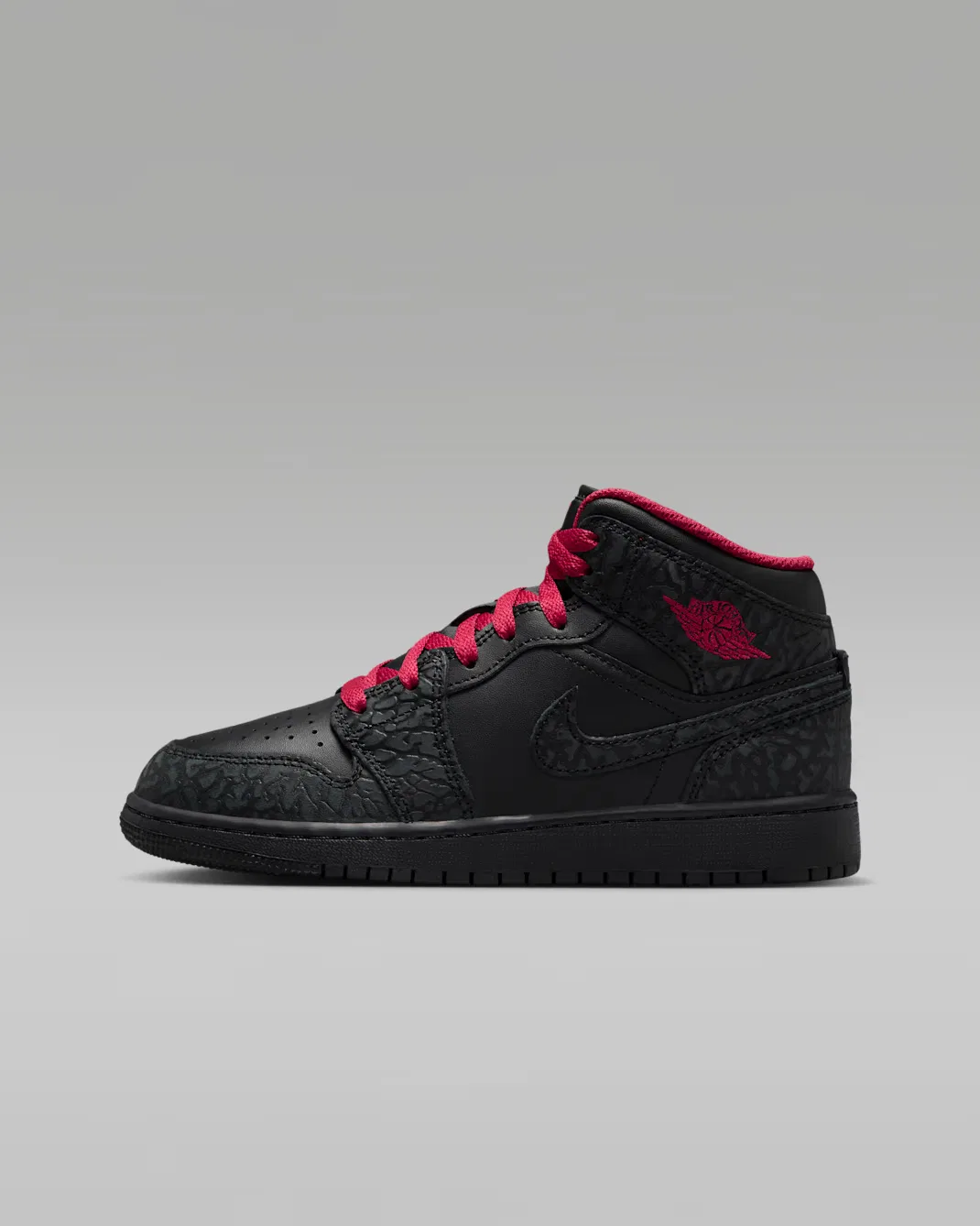 Кроссовки для детей постарше Air Jordan 1 Mid SE, Black/Black/Tough Red