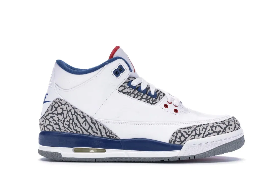 Детские кроссовки Lifestyle белые с отделкой Jordan 3 Retro, White/True Blue-Varsity Red