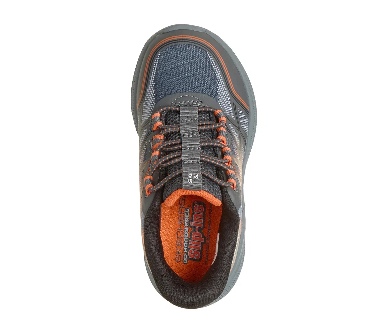 Детские слипоны Microspec Velocity - Grid-Shift Skechers, угольный/оранжевый — фото 2