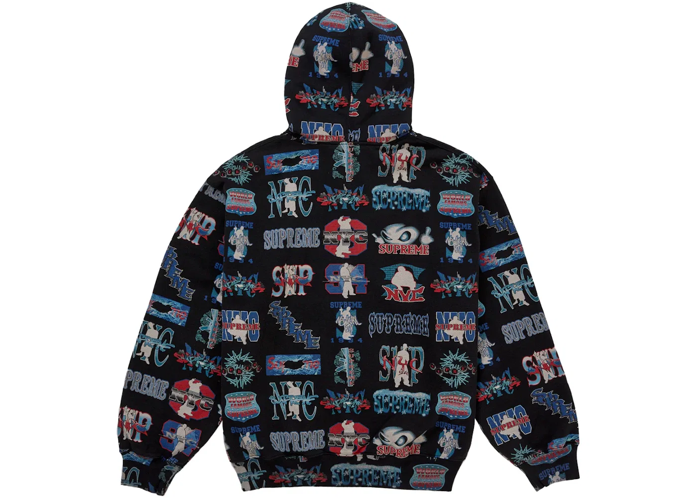Мужская худи на молнии Supreme Flash Zip Up Hooded Sweatshirt Supreme, Black — фото 2
