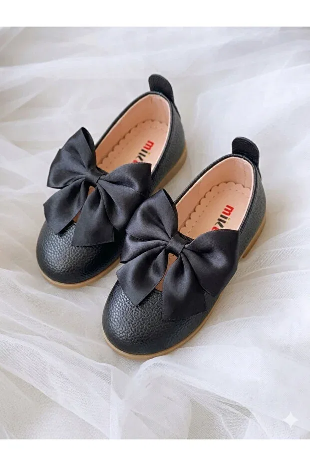Детские балетки для девочек с бантом Patik Ayakkabı, Black