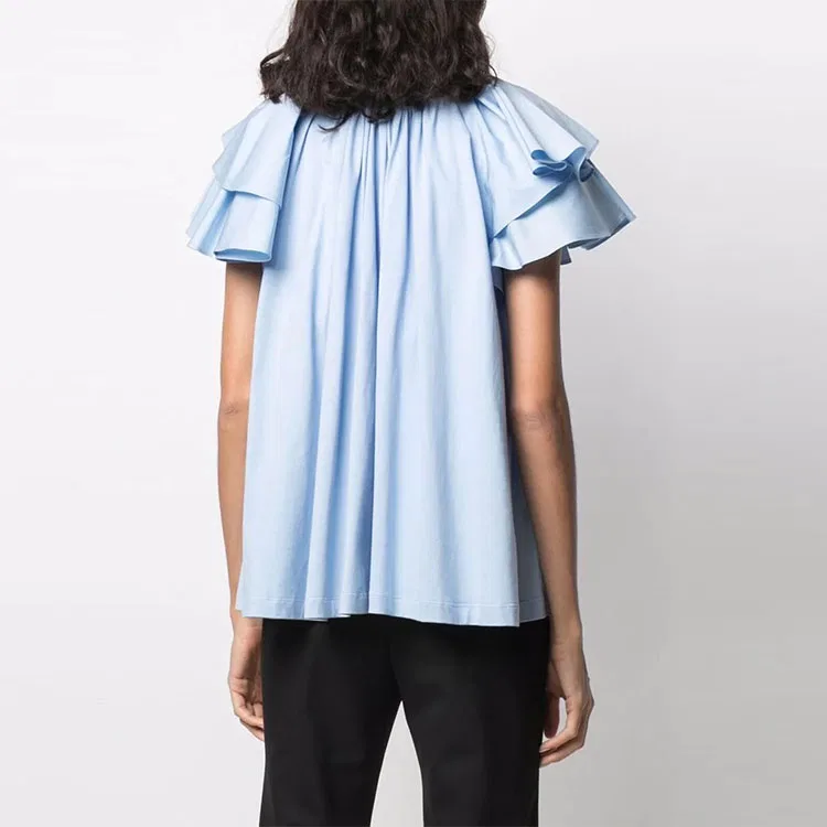 Рубашка женская с круглым вырезом Blue Alexander McQueen, Blue — фото 4