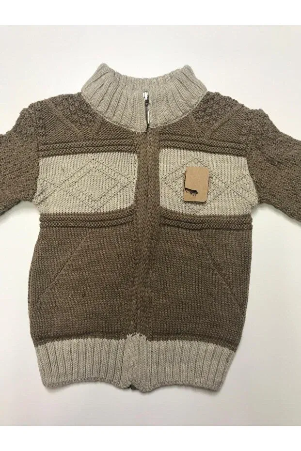 Детский кардиган с ромбовидным узором Baby Slon Kids Clup, Brown-Beige — фото 2