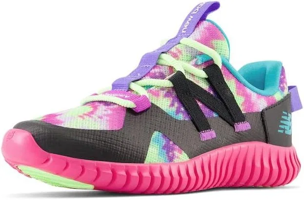 Детские кроссовки для девочек с бунге-шнуровкой Playgruv V1 New Balance, Hi-Pink/Black/Cosmic Rose