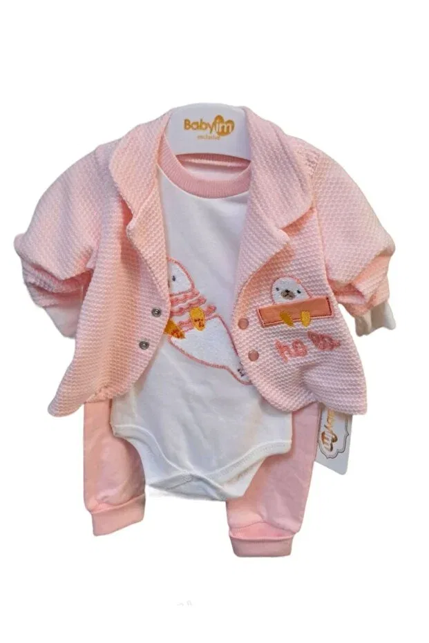 Детское боди-комбинезон с принтом Salmon 3-Piece Bodysuit Set Babyim, Salmon