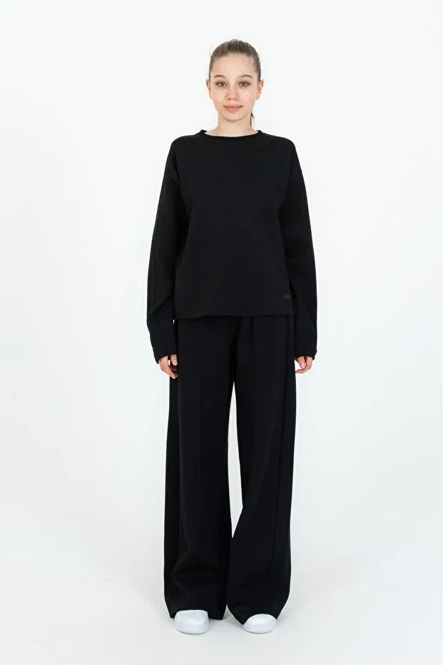 Детский спортивный костюм для девочек с широкими штанинами Black One, Black