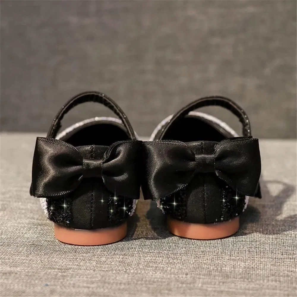 Детские туфли Мэри Джейн с пайетками и бантом Rainbow Sequined Bowknot TN TANGNEST, Rainbow Black — фото 4