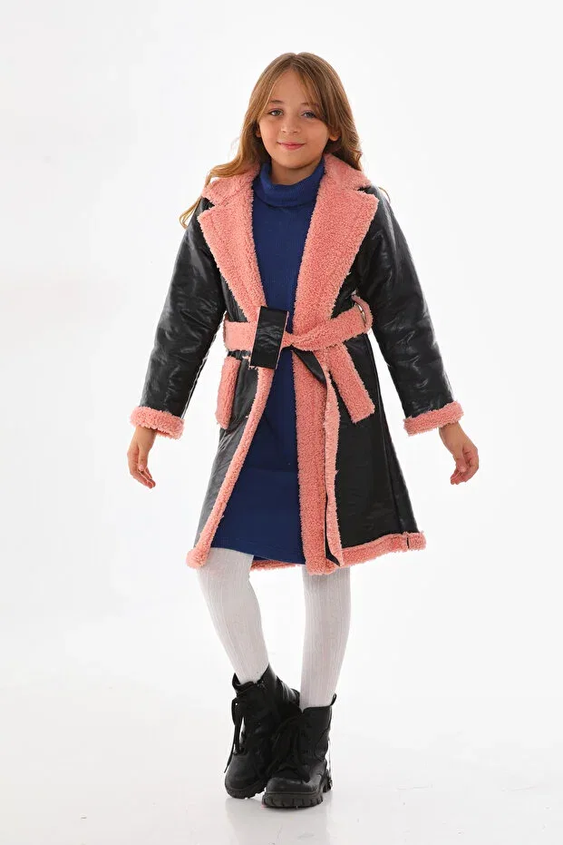 Детское пальто-платье для девочек хлопковое Wiens Kids, Powder