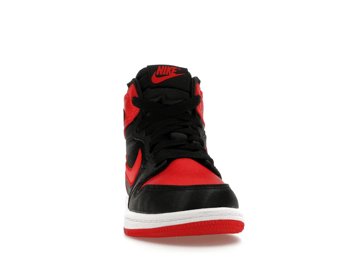 Детские кроссовки с сатиновым верхом Jordan 1 Retro High OG Satin Bred Jordan, Black/University Red/White — фото 2