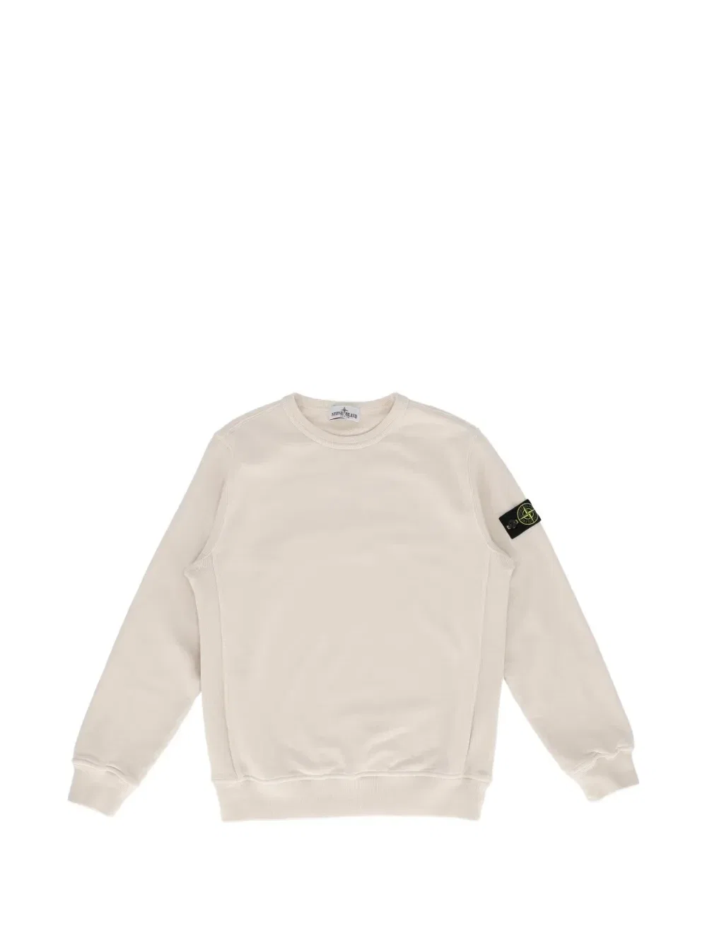 Хлопковый свитер с нашивкой-логотипом Stone Island Junior, бежевый