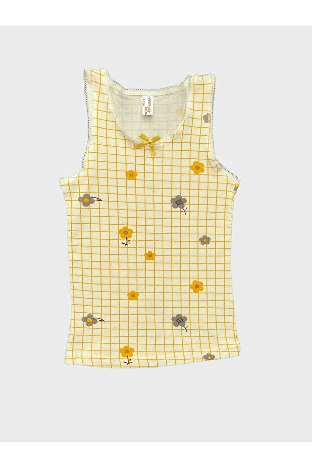 Детский комплект нижних рубашек для девочек хлопковый с принтом Elmas Kids, Yellow White — фото 3