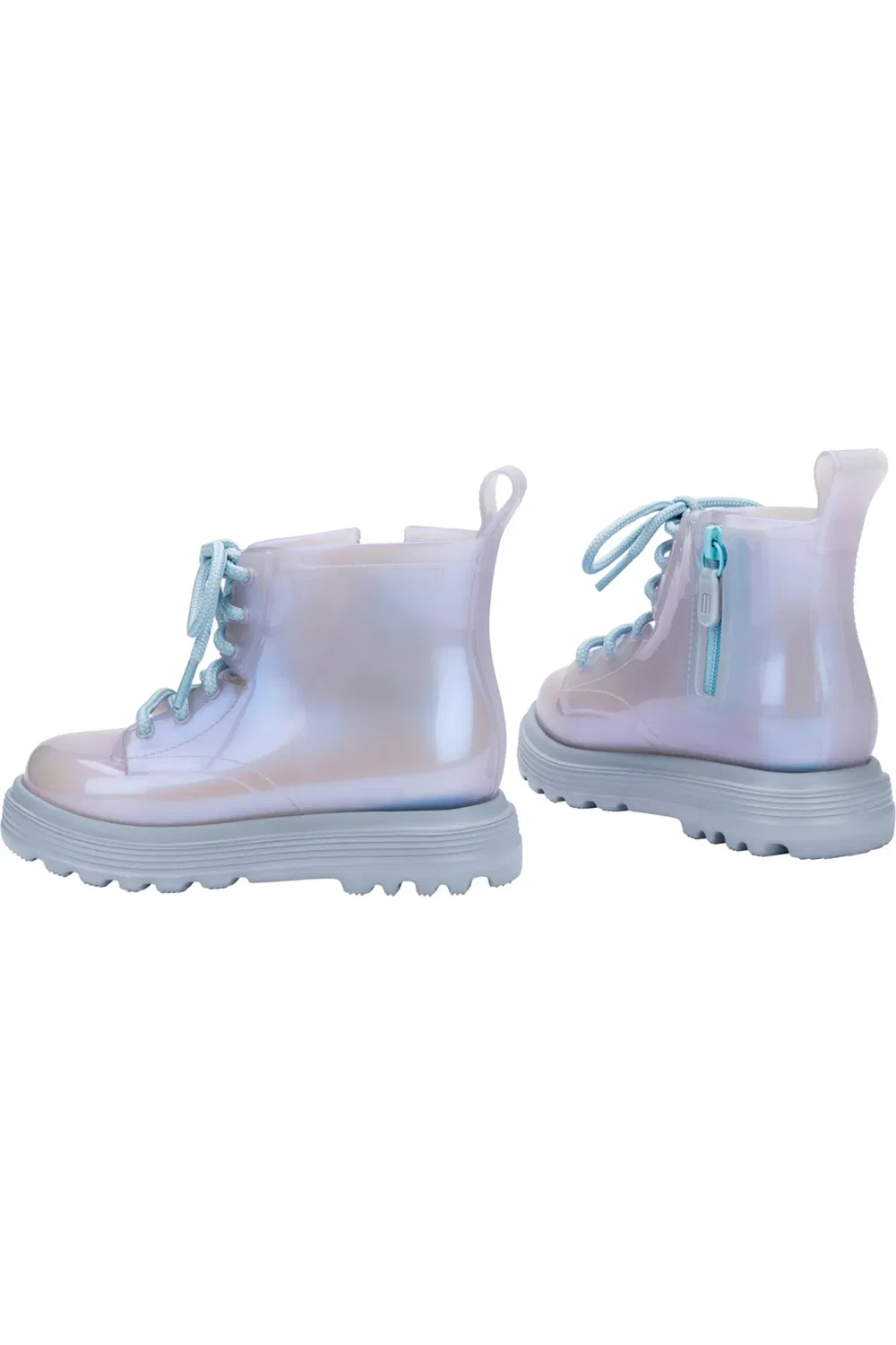 Детские ботинки комбат с боковой молнией Coturno Mini Melissa, Blue/Pearly Blue — фото 2