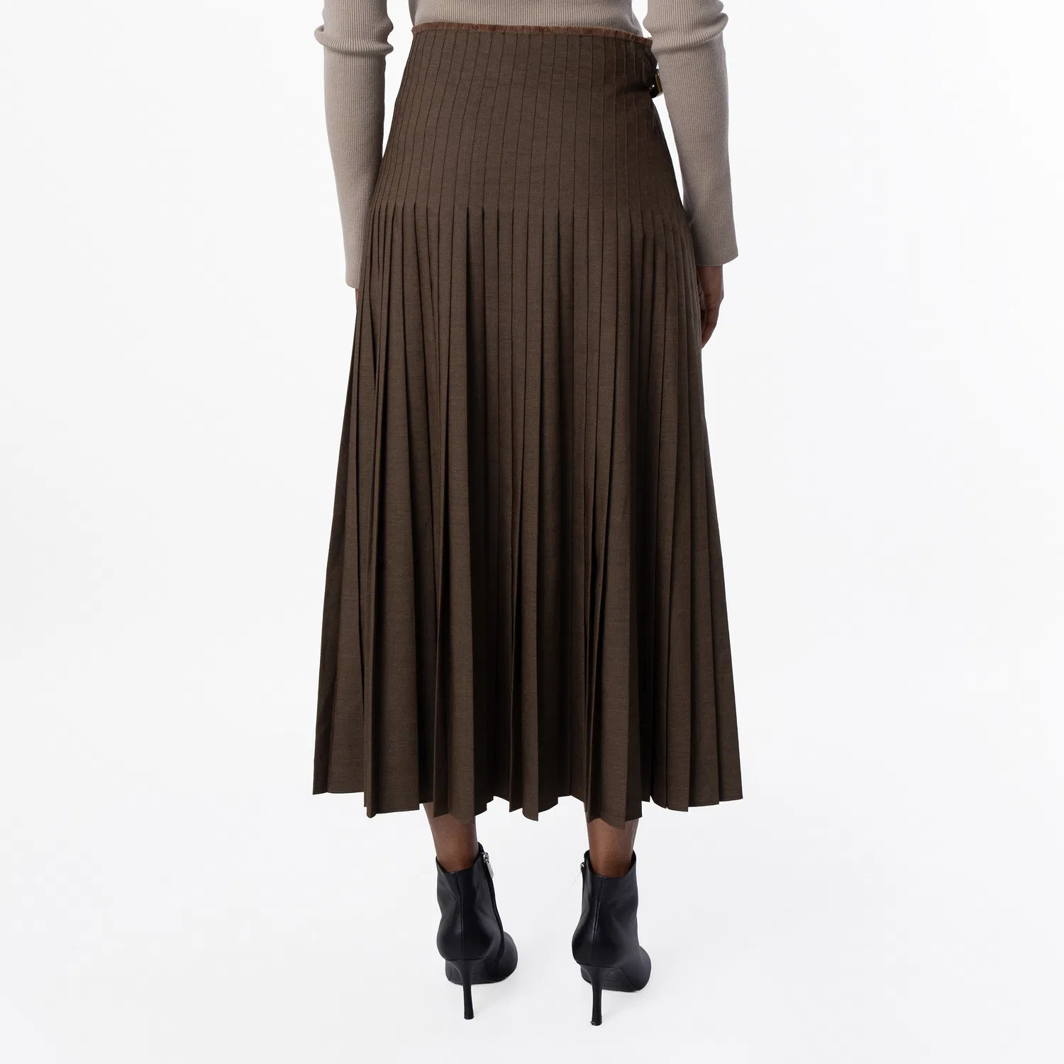 Юбка-килт макси из шерсти и мохера Wool Mohair Maxi Kilt Burberry, Kindle Melange — фото 4