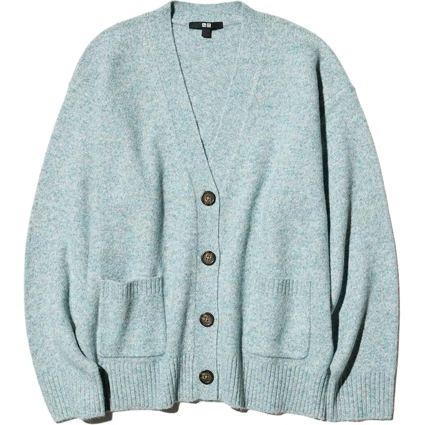 Женский свитер с V-образным вырезом Light Green UNIQLO