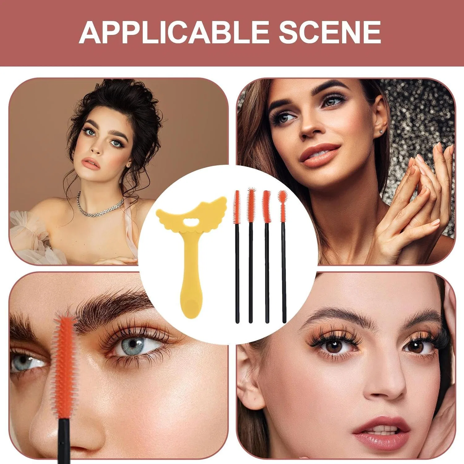 Трафарет для подводки Winged Liner, Silikon, Gelb + Wimpernbürste Generic — фото 4