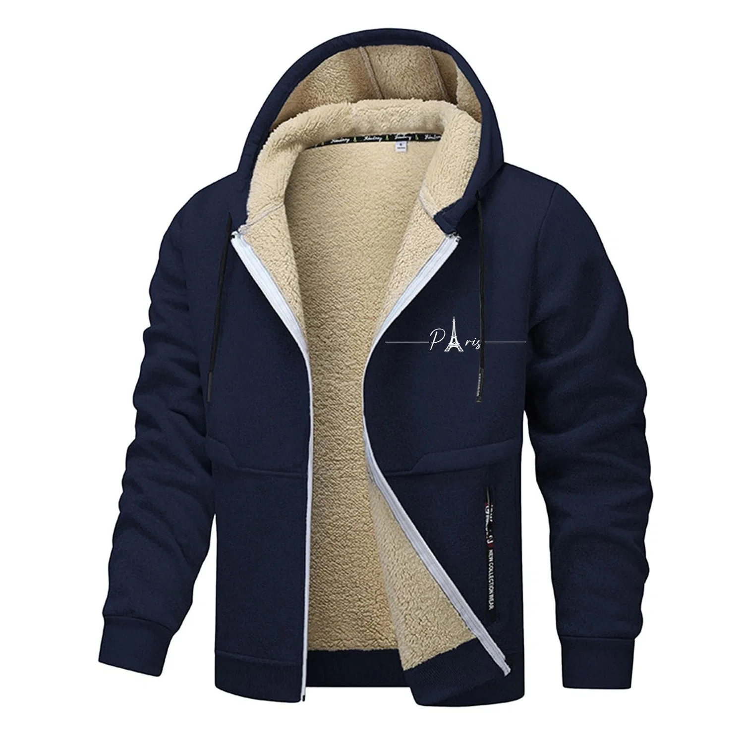 Мужская куртка из флиса с принтом Letter Print, 4-navy