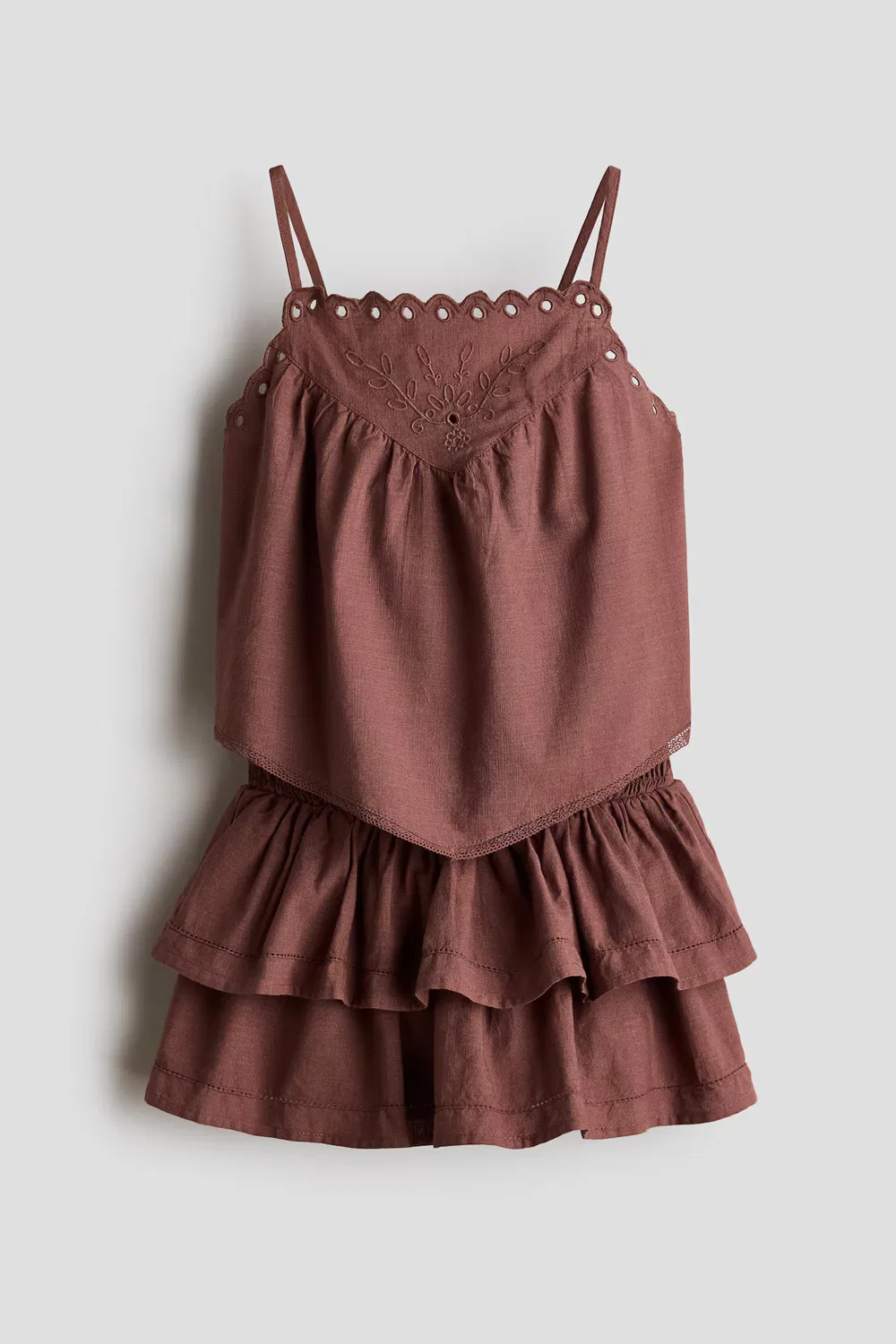 Хлопковый комплект из двух предметов с вышивкой H&M, Braun — фото 3